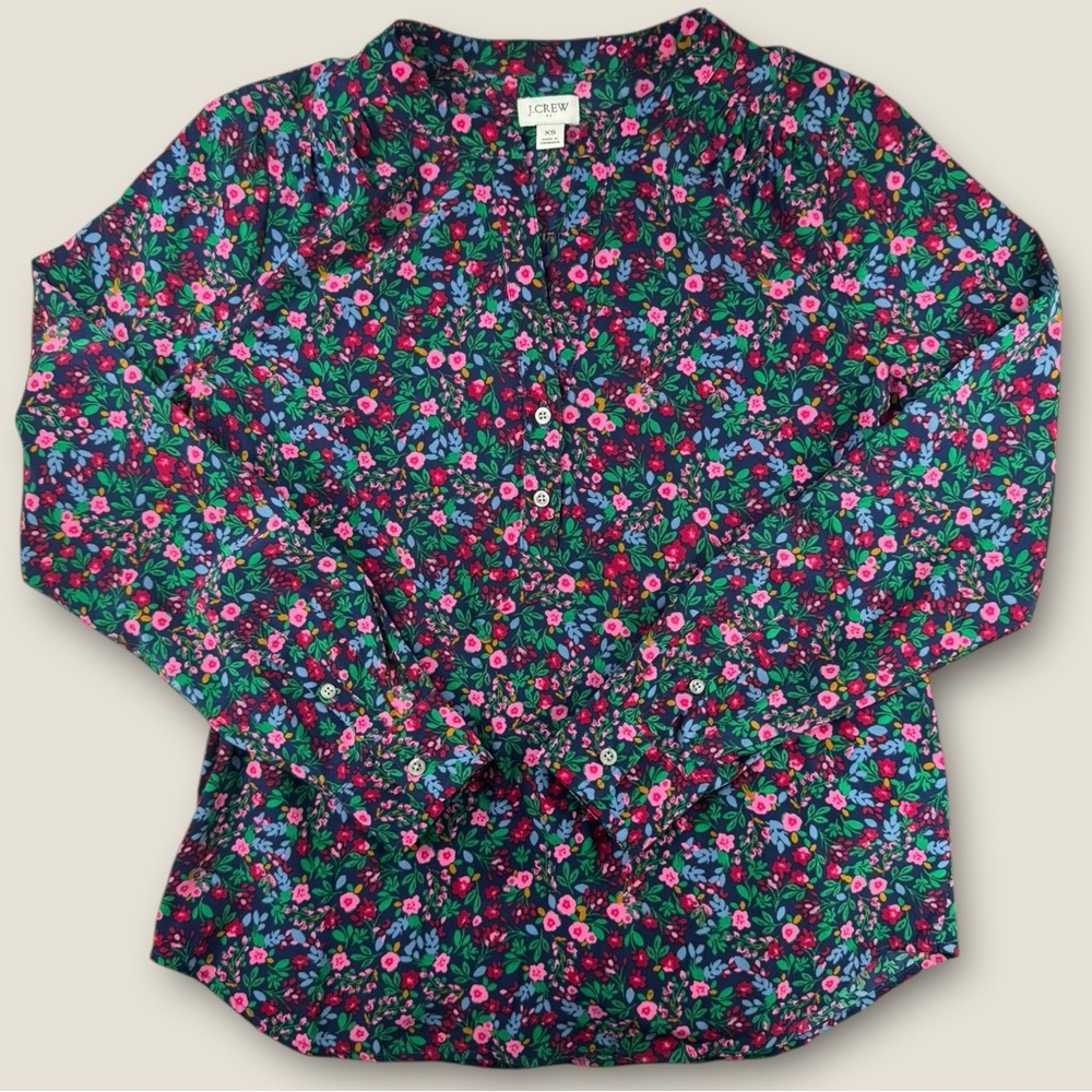 J. Crew‎ Vibrant Floral Long Sleeve Blouse